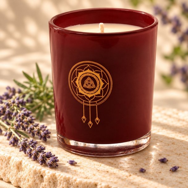 Mahonie Lavender Candle, closer view of its original materials and surface details.