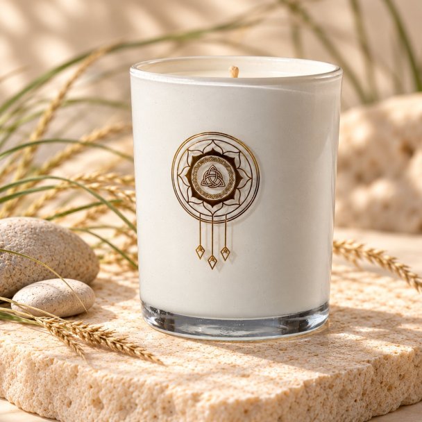 Mahonie Saltwater Sea Musk Candle, closer view of its original materials and surface details.