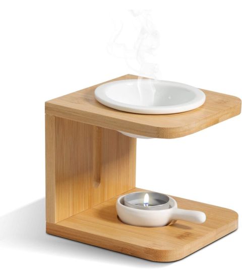 Wooden Wax Melt Burner with Candle Holder