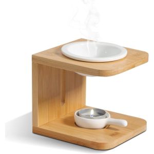 Wooden Wax Melt Burner with Candle Holder