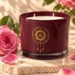 Mahonie Damask Rose Candle, closer view of its original materials and surface details.