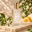 Mahonie Mahonie Natural Room Freshener- 100 ML Spray Bottle - Neroli, three-quarter view on pale natural stone.