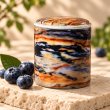 Mahonie Métallique : Blissful Blueberry Candle, closer view of its original materials and surface details.