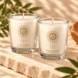 Mahonie Shot Glass Pair : Gilli Mitti Candle, closer view of its original materials and surface details.