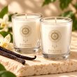 Mahonie Shot Glass Pair : Vanilla Candle, closer view of its original materials and surface details.