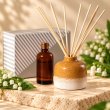 Mahonie Wabi Sabi Reed Diffuser Set - Lilly of the Valley, closer view of its original materials and surface details.