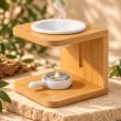Mahonie Wooden Wax Melt Burner with Candle Holder, closer view of its original materials and surface details.
