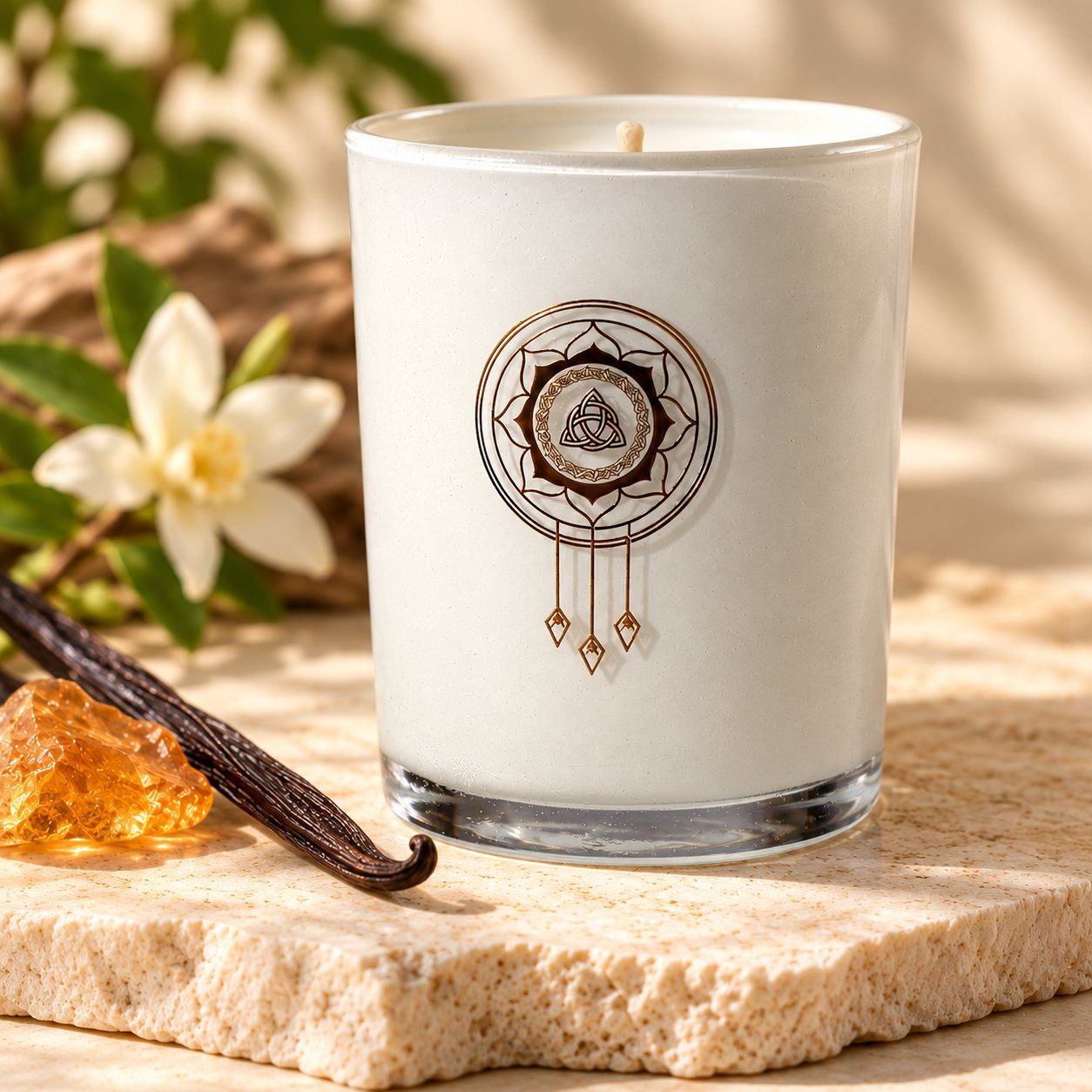 A closer view of Amber and Vanilla Candle