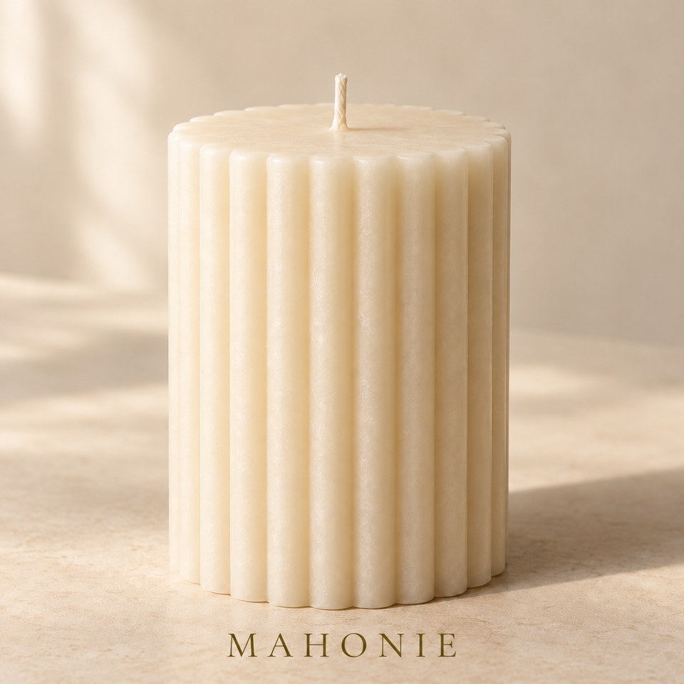 A closer view of Sculpted pillar candle
