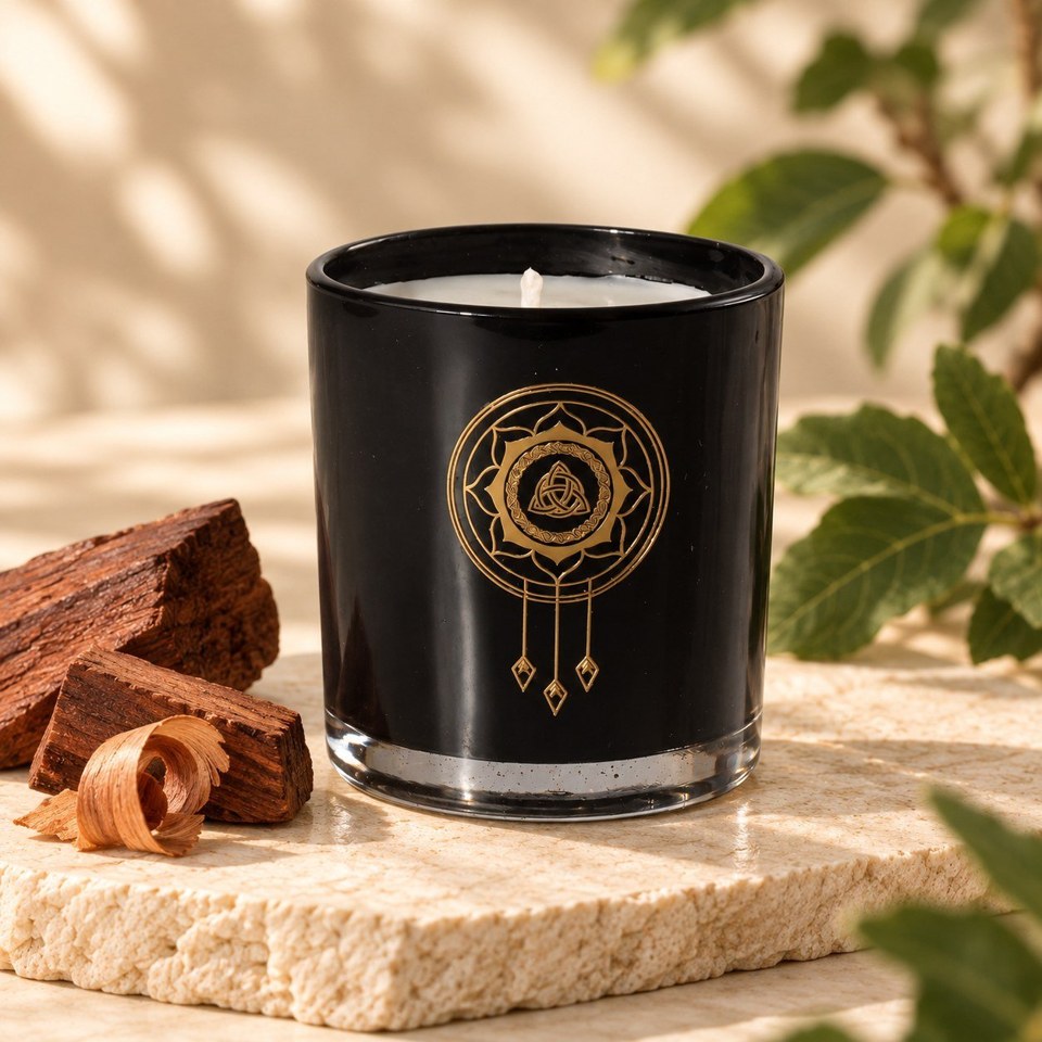 A closer view of Yin Yang Black Small candle