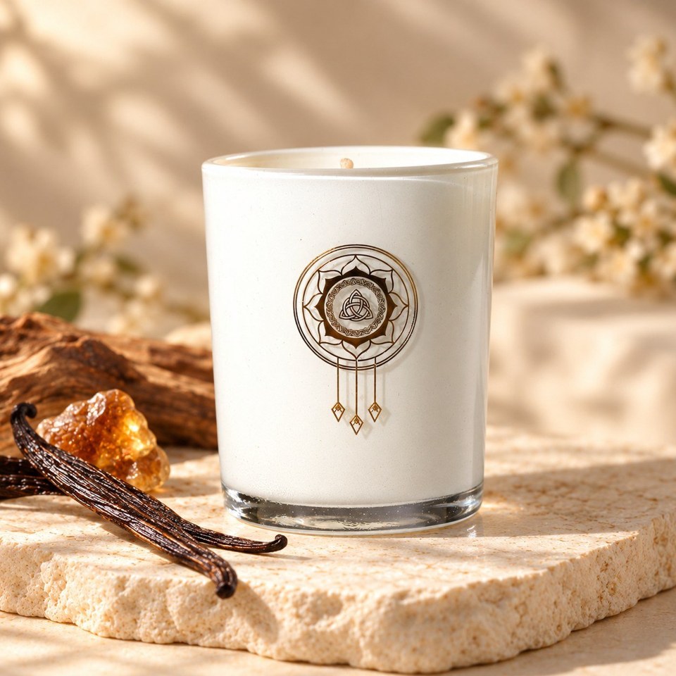 A closer view of Yin Yang White Large double-wick candle