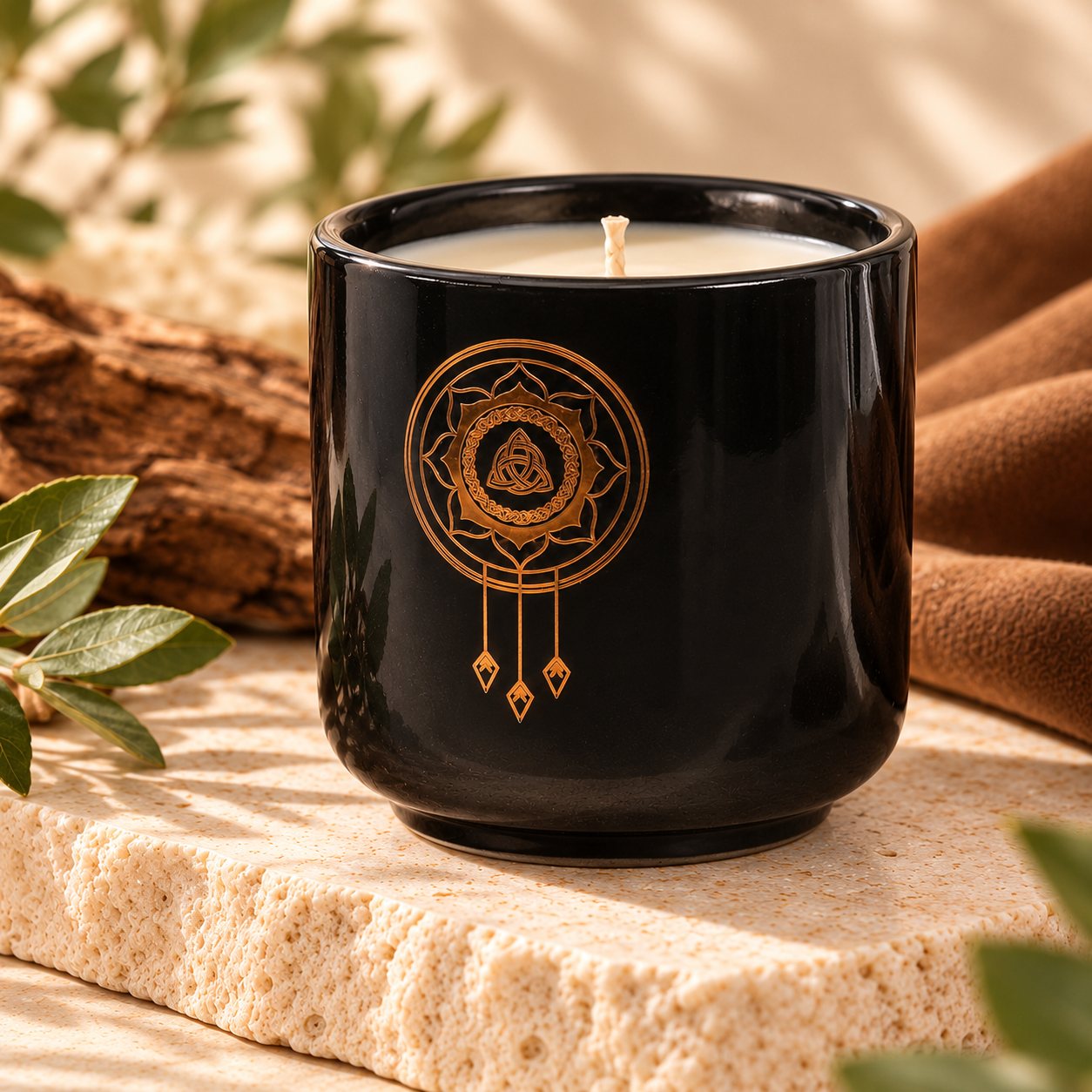 A closer view of Céramique : Musk & Leather Candle 