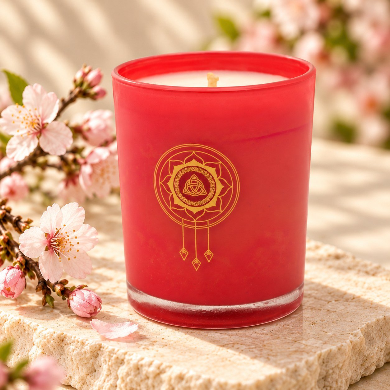 A closer view of Cherry Blossom Candle