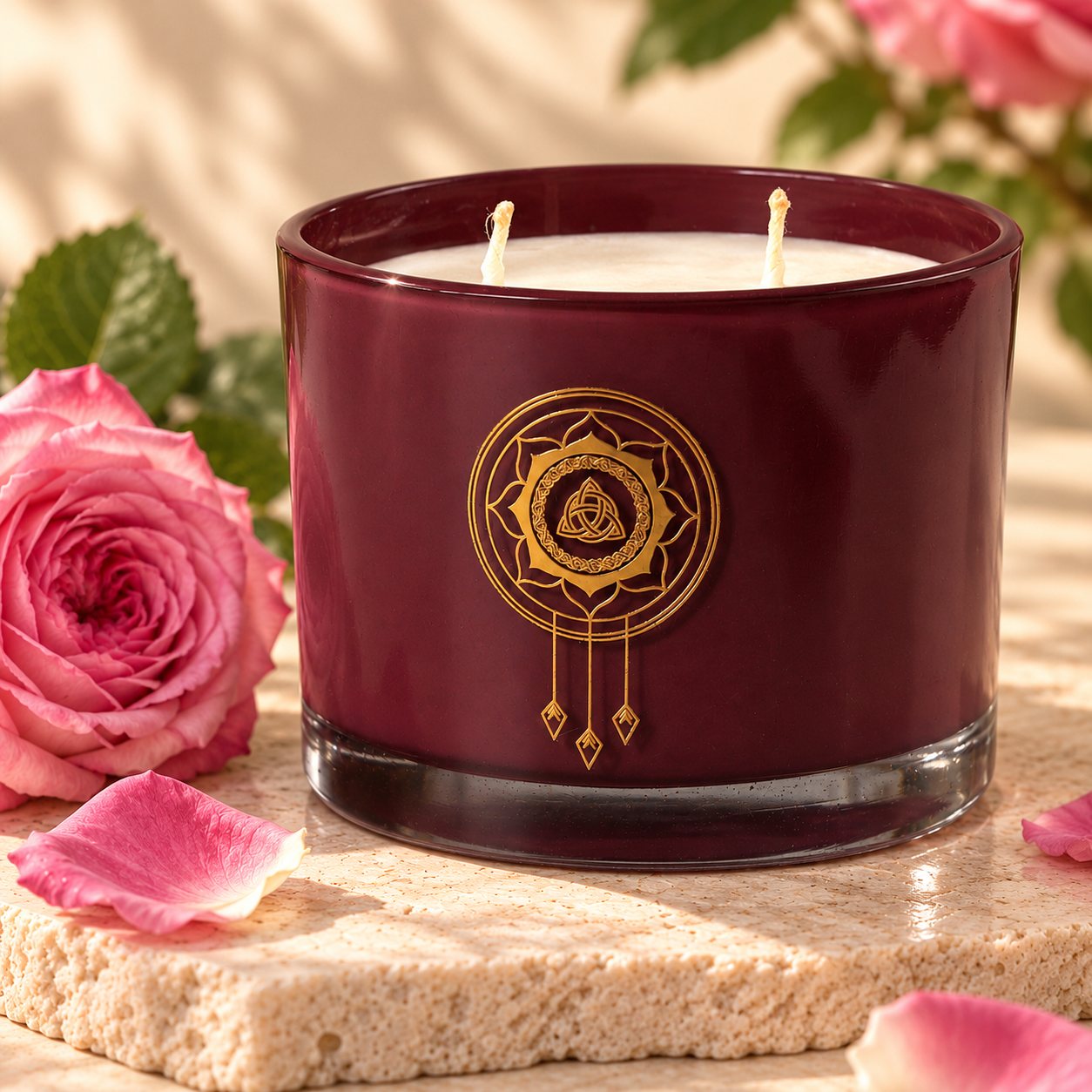 A closer view of Damask Rose Candle