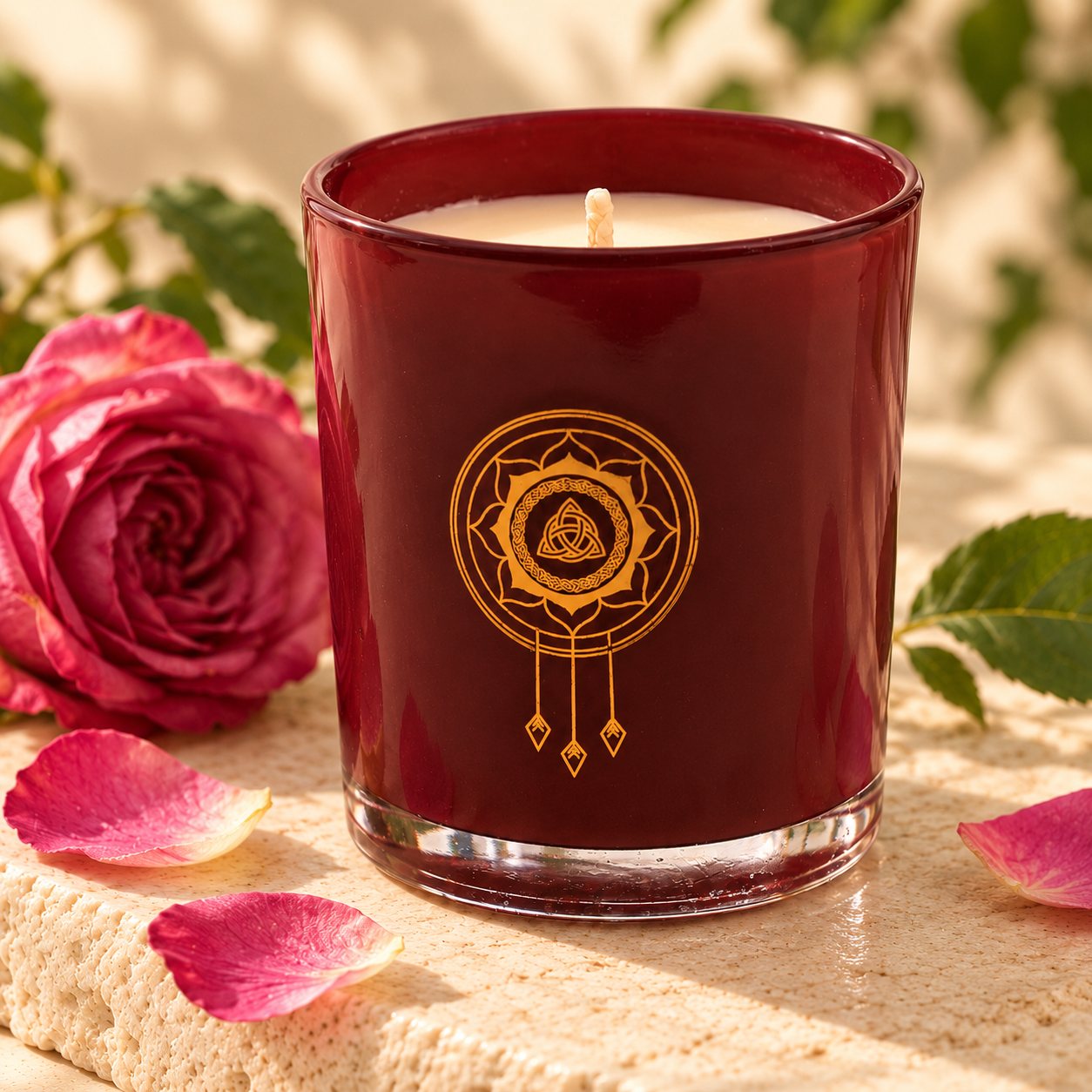 A closer view of Damask Rose Candle