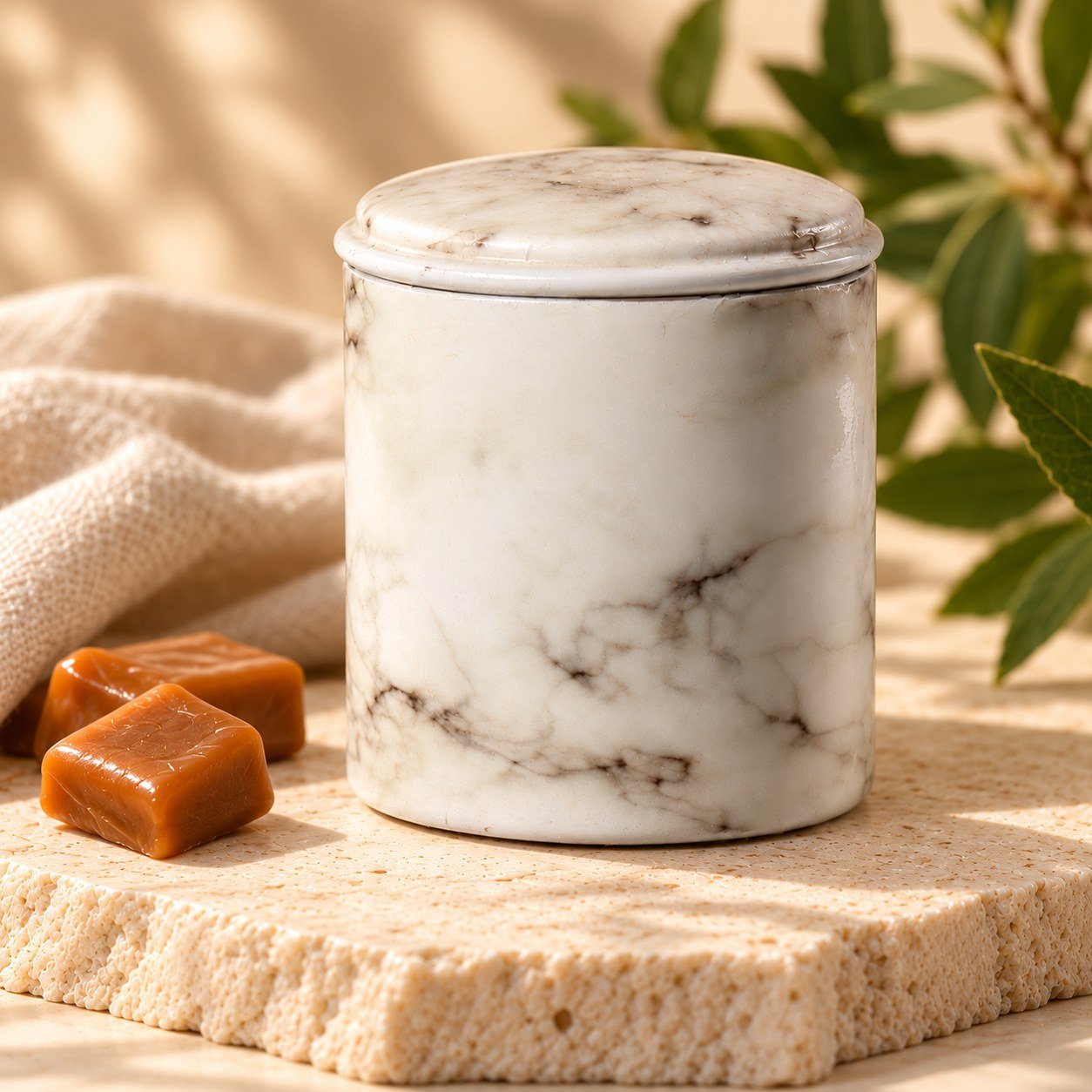 A closer view of Métallique : Silk & Satin Caramel Candle 