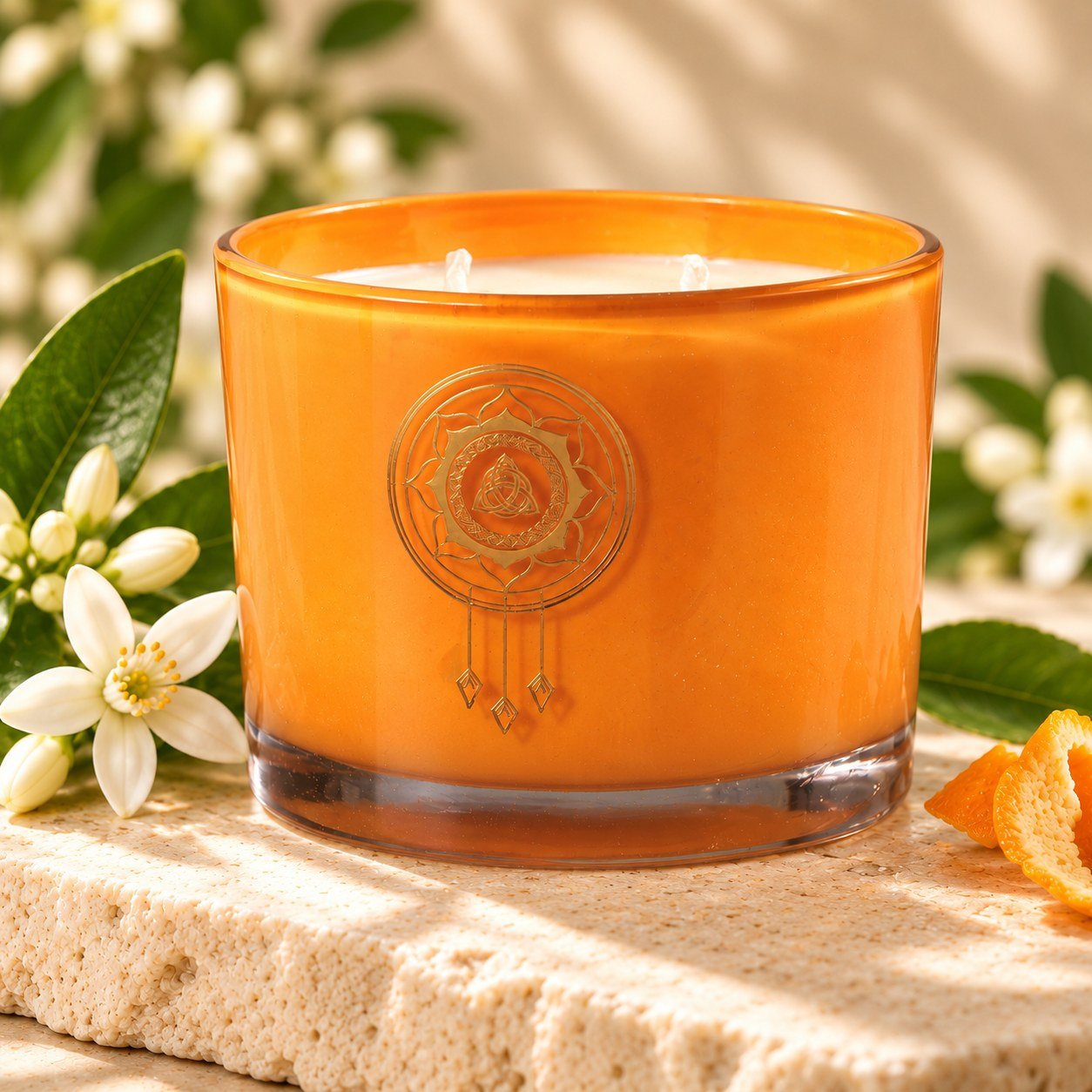 A closer view of Orange Blossom Candle