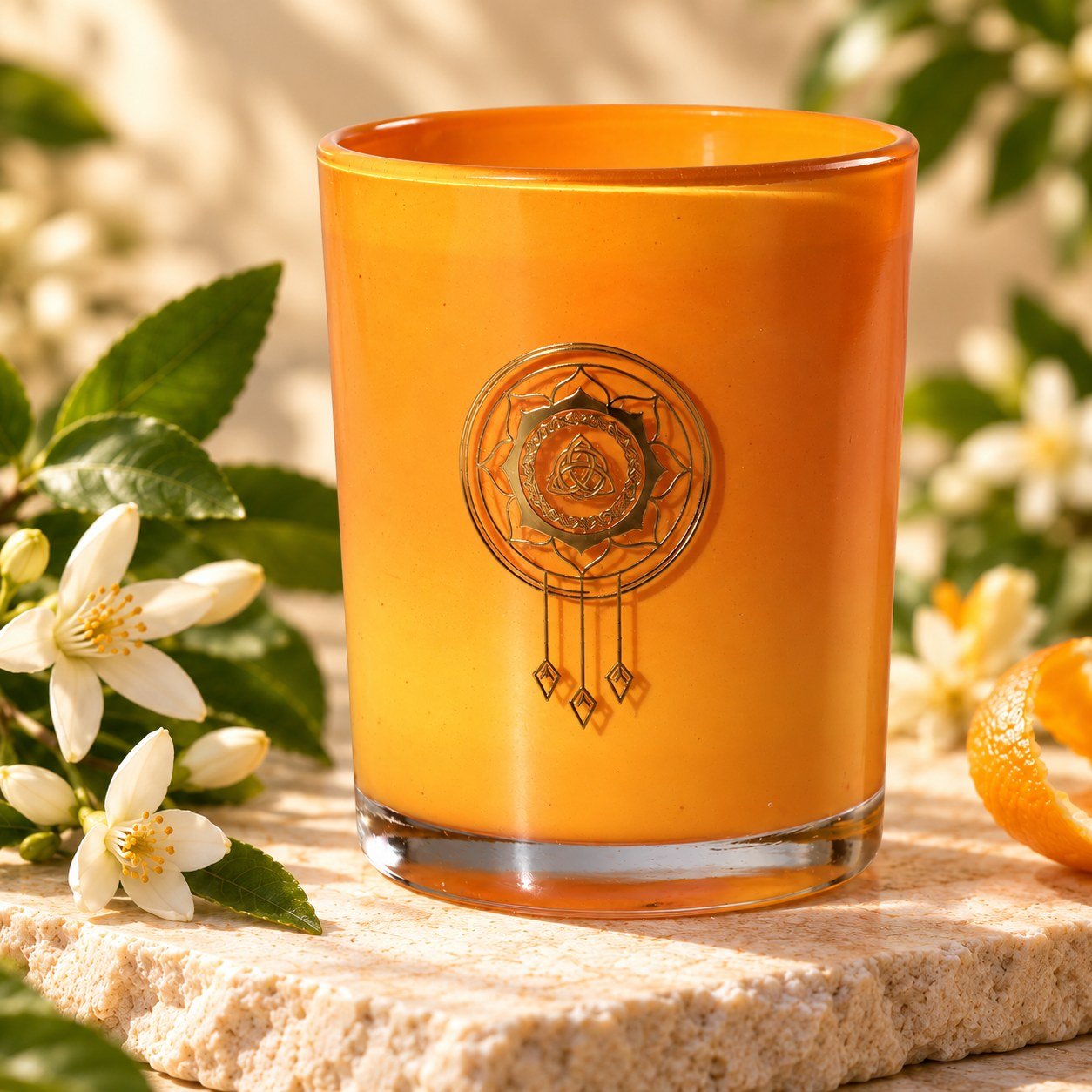 A closer view of Orange Blossom Candle
