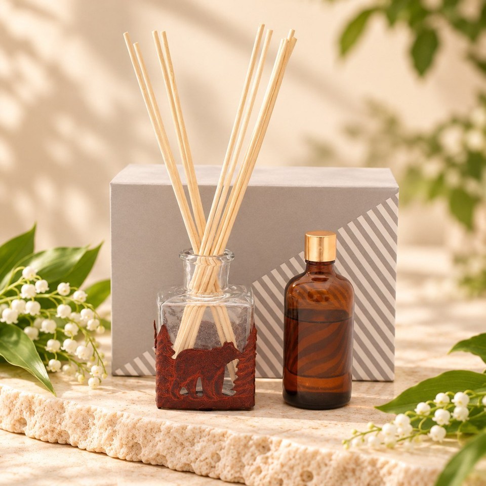A closer view of Métallique band reed diffuser