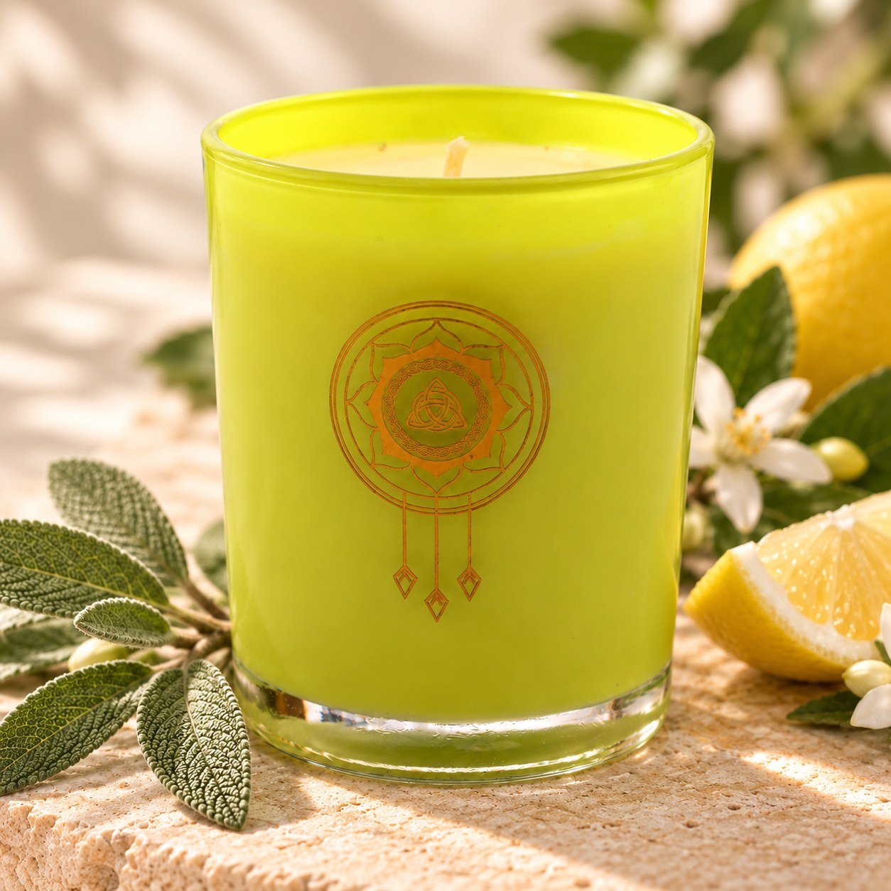 A closer view of Sage & Citrus Candle