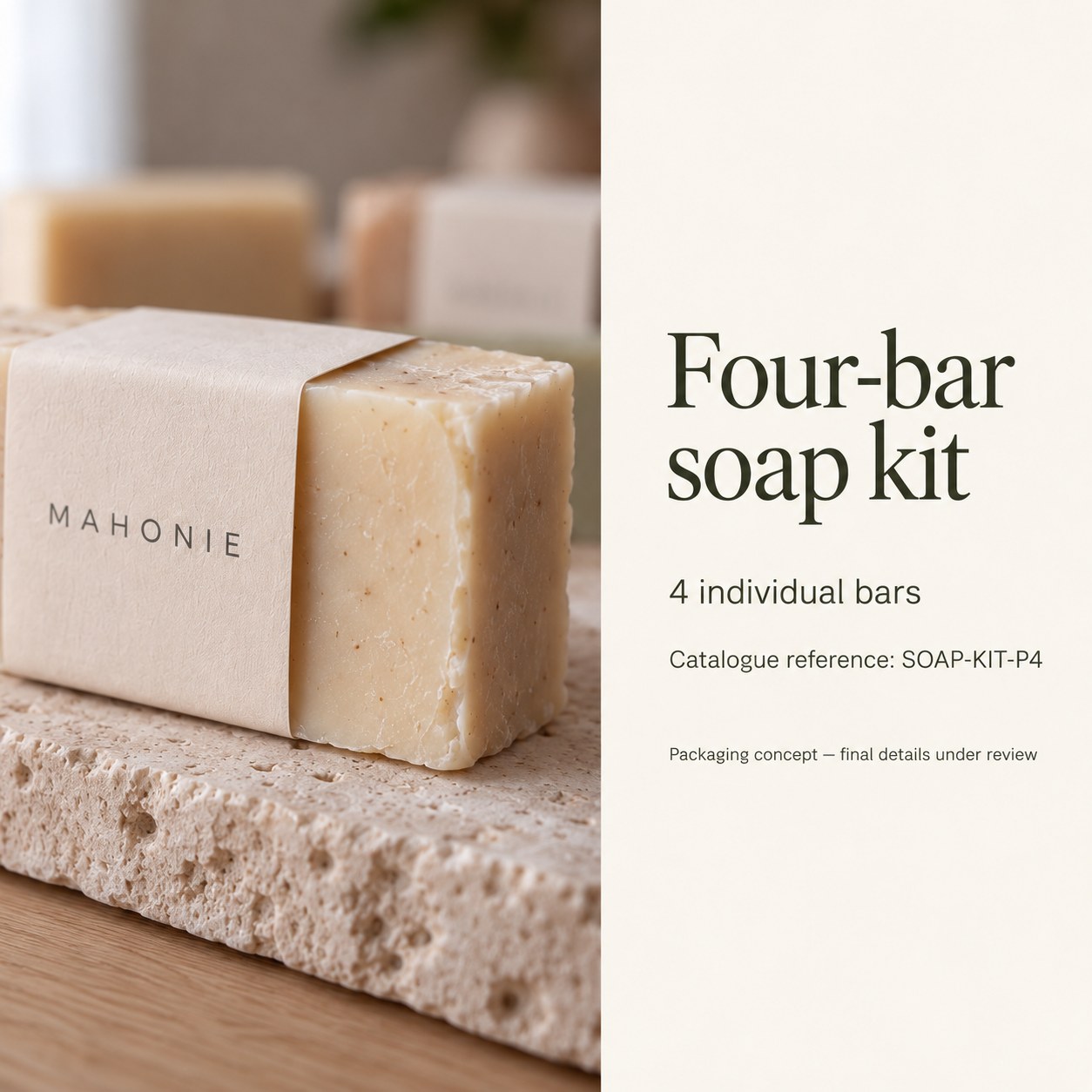 A closer view of Botanical soap four-bar kit