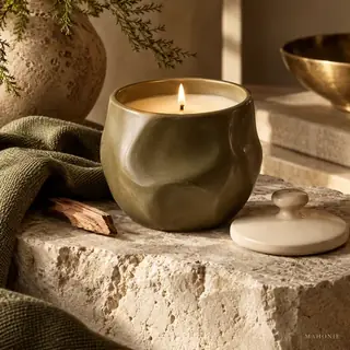 terra olive clay candle cedar
